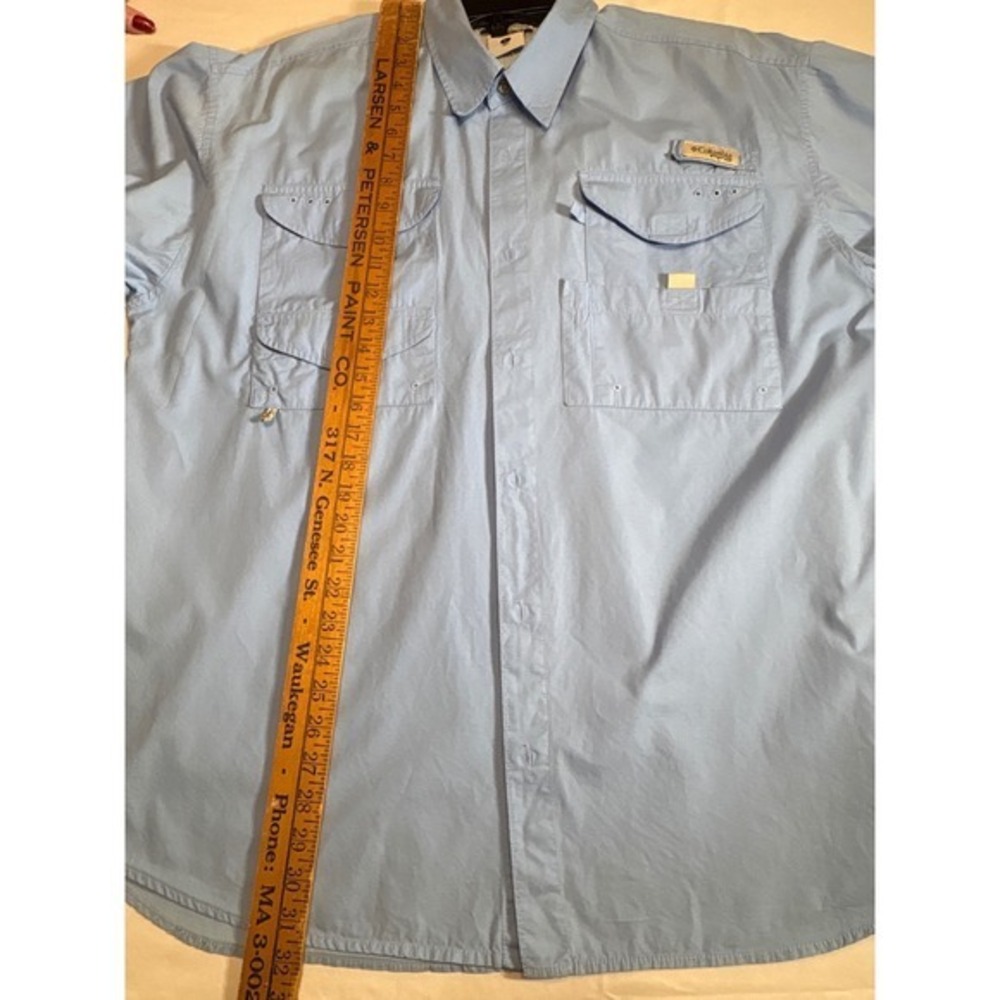 Columbia PFG Bahama II Fishing Shirt Mens Large Blue Short Sleeve Button Up UPF - Picture 4 of 5